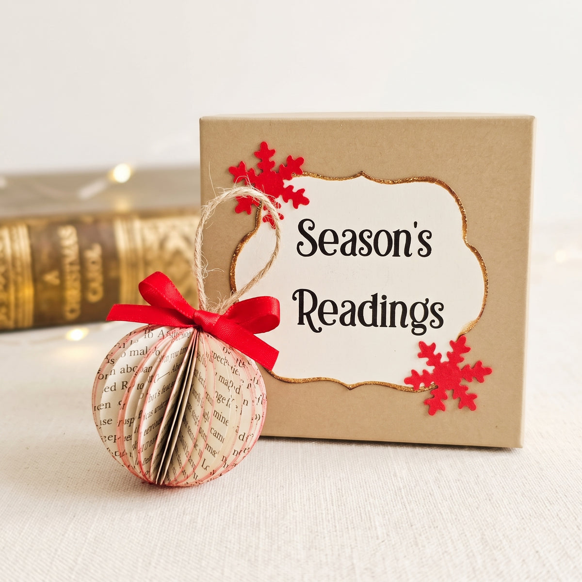 Tiny Book Page Ball Ornament