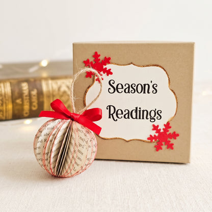 Tiny Book Page Ball Ornament
