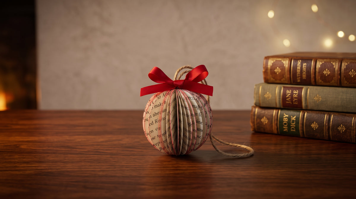 Tiny Book Page Ball Ornament
