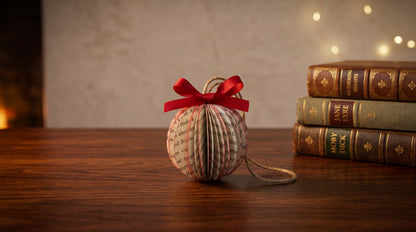 Tiny Book Page Ball Ornament