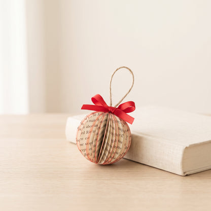 Tiny Book Page Ball Ornament