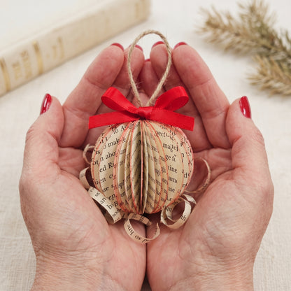 Tiny Book Page Ball Ornament