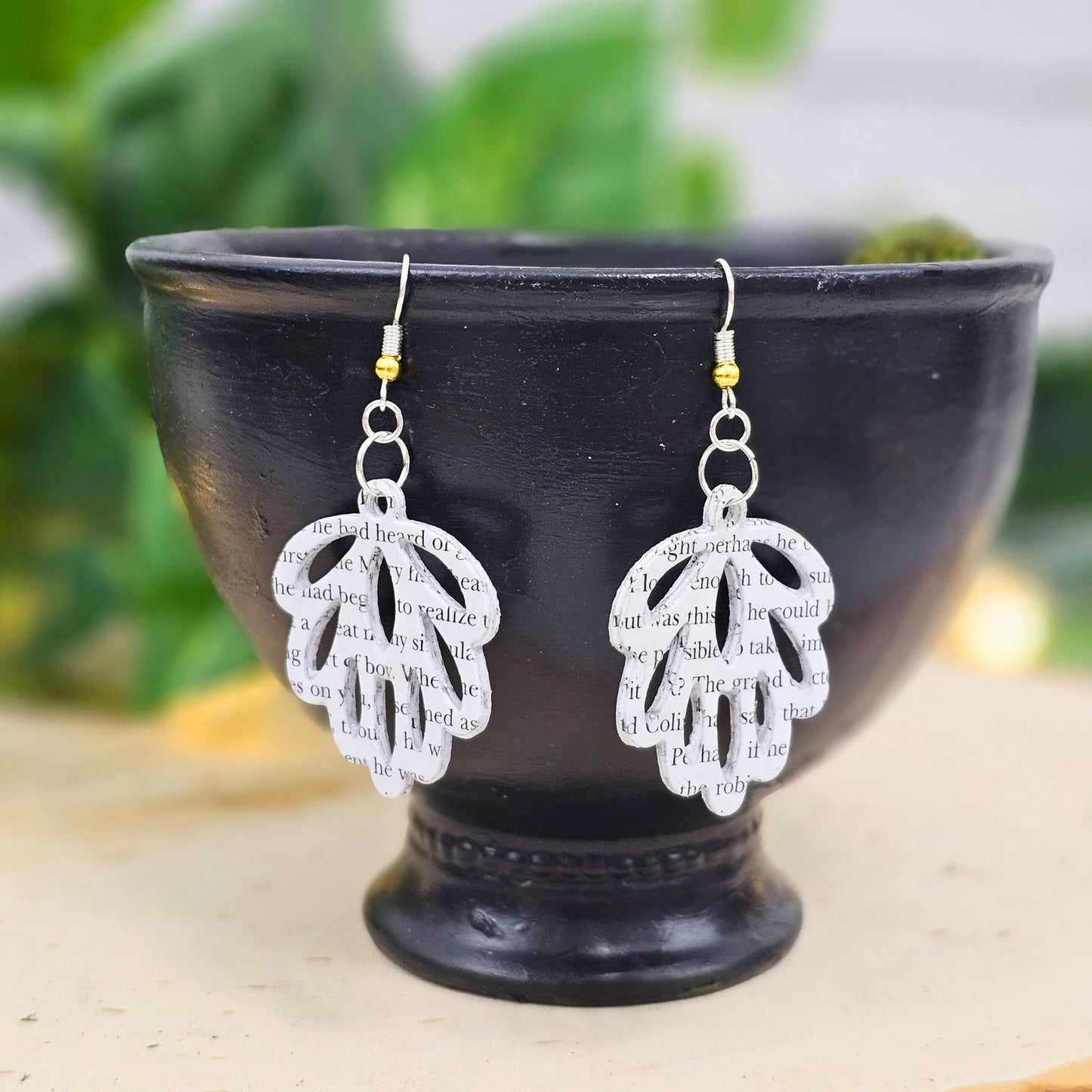 Literary Book Page Leaf Earrings - Gift for Book Lovers & Teachers