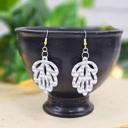 Literary Book Page Leaf Earrings - Gift for Book Lovers & Teachers